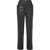 Black Leather Pants Autumn Women's Pants High Waist Real Sheepskin Straight Ankle-Tied Cigarette Pants
