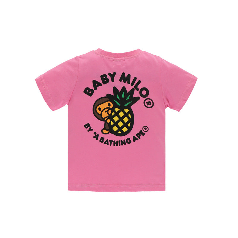 A Ape Print for Kids T Shirt Summer Print Children Children's Short Sleeve T-shirt
