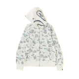 A Ape Print Jacket Autumn and Winter Shark Starry Sky Luminous Cardigan Hoodie Fleece Padded Coat