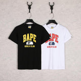 A Ape Print T Shirt Black White Summer Cartoon Letter Print Casual Short Sleeve T-shirt