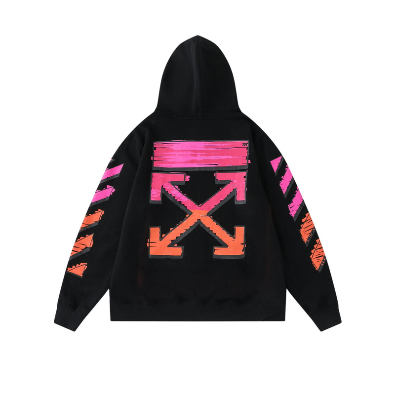 Autumn And Winter Back X Marking Pen Pink Arrow Hooded Sweater