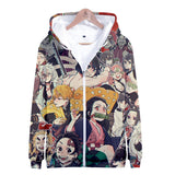 Demon Slayer Hoodie Sweatshirts Anime Casual Pullover Anime Print Zipper Sweater for Men