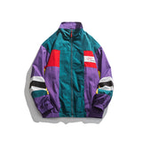 80's Colorful Leather Jacket Autumn School Uniform Sports Jacket Men Lapel Bboy Skateboard Coat Top