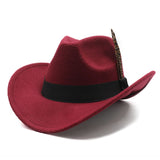 Wester Hats Spring and Autumn Feather Woolen Hat Fedora Hat Sun Hat