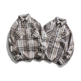 Men Shacket Long Sleeve Autumn Shirt Autumn Retro Loose Fashion Youth Plaid Shirt