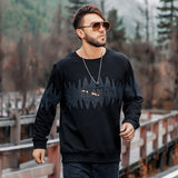 Men plus Size Sweatshirt Large Size Men's Sweater with Letters Embossed Undershirt Sweater