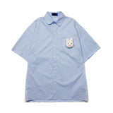 Harajuku Clothing Summer Pocket Male Loose Short Sleeve Shirt