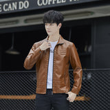 80's Leather Jacket Fall/Winter Fleece Padded Coat Lapel Leather Jacket Coat Motorcycle Clothing