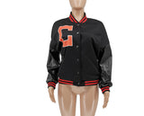Cheerleader Letterman Jacket Stand Collar Letter Print Loose Baseball Uniform
