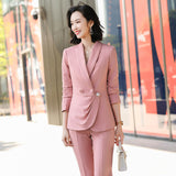 Women Pants Suit Uniform Designs Formal Style Office Lady Bussiness Attire Spring and Autumn Fashion Host Suit Overalls