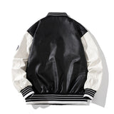 First Row Varsity Jacket Color Matching Clip PU Leather Baseball Uniform