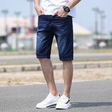 Men Jean Shorts Summer Men's Jeans Middle Pants Stretch Korean Washed-out Casual