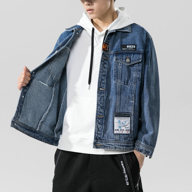 Spring Denim Jacket Men's Loose-Fitting Jacket Top plus Size Casual Men Denim Jacket