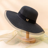 Fedora Golf Hats Summer Satin Big Brim Straw Hat