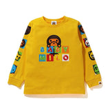 A Ape Print for Kids Sweatshirt Children's Clothing Animal Color Alphabet Cartoon Anime Long Sleeve Baby Boys and Girls Tops