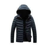 Doudoune Winter Coat Men's Slim-Fit Fleece-Lined Youth Fashion Casual Cotton-Padded Jacket Warm Hooded Thickened Cotton Coat Jacket