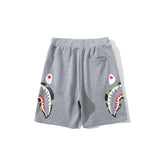 A Ape Print Shorts Men's Double Camouflage on Side Shark Head Shorts Camouflage Elastic Waist Fifth Pants Middle Pants Fashion Brand Casual Shorts