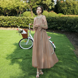 Green Fairycore Dress Bridesmaid Dress Long off-Shoulder Bridesmaid Group Evening Dress Graduation Host Party Dress Female