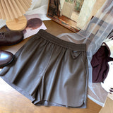 Leather Shorts High Waist Quality Matte Women Fall and Winter Outer Wear Loose Wide Leg Fashionable PU Leather Boot Pants