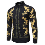 Autumn Men's Fashion Casual Long Sleeve Printed Shirt Men