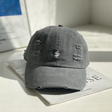 Joe Goldberg Hats Vintage Denim with Hole Letter Baseball Cap Peaked Cap for Men and Women