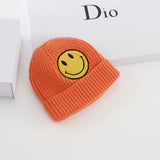 Mens Beanies Woolen Cap Women's Autumn and Winter Smiley Face Logo Knitted Hat Casual Skullcap