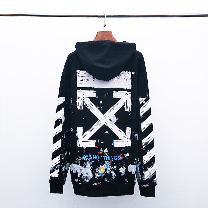 Autumn And Winter Fireworks Paint-Splashing Style Graffiti Hooded Sweater For Men And Women