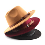 Fedora Hat Flat Top Jazz Top Hat Autumn and Winter Men and Women British Woolen Hat