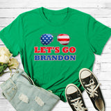 Let's Go Brandon T Shirt Glasses Printed Short Sleeve Men's and Women's Tops