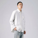 Men Shacket Long Sleeve Autumn Shirt Japanese Style Simple Versatile Long Sleeve Shirt Loose Student Shirt Coat Top Men