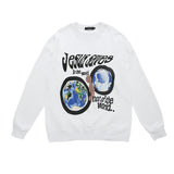 Mens Fall Outfits Sweater Hiphop High Street Autumn Hip Hop Portrait Printing Loose Street Terry Top