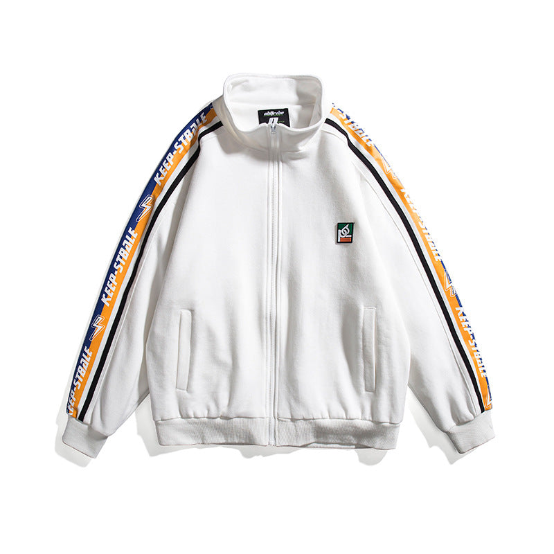 Men's Spring plus Size Retro Sports Jacket Male Student Stand Collar Coat Tide Solid Color Versatile Casual Top Men Jacket