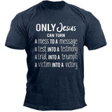 Man T Shirt Black round Neck Loose Print