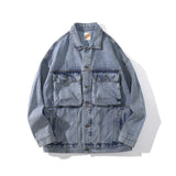 Men Fall Outfits Denim Jacket Casual Retro Distressed Loose Overalls