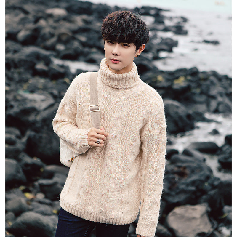 mens chunky knit Men Sweats Men's Turtleneck Sweater Loose