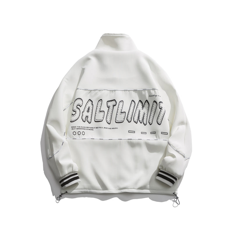 Men's Large Size Sports Retro Stitching Stand Collar Jacket Men's Jacket Spring Casual Trendy Loose Jacket Men Coat