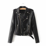 Hot Pink Motorcycle Jacket Motorcycle Leather Women's Irregular Zipper Slim Fit Belt Loop PU Leather Jacket
