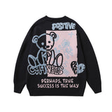 Men Fall Outfits Autumn and Winter Cute Bear Round Neck Pullover Knitted Top