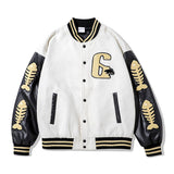 Mens Fall Outfits Bone Embroidery Hip Hop Retro Baseball Uniform Stitching Jacket Jacket