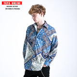 Men Fall Outfits Vintage Top Shirt Loose Long Sleeve Jacket