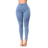 100 Cotton Jeans Women High Waist High Elastic Hip Jeans