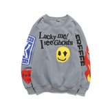 Justin Bieber Drew House Sweatshirts Hoodie Kanye Big Talker Men and Women Smiley Flame Graffiti Letter Printed Crew Neck Sweatshirt Long Sleeve Coat