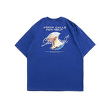 Men T Shirt Summer Casual Tops Men's Clothes Summer Wear Retro Men's Short-Sleeved Casual Earth Print T-shirt Fashion
