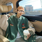 Varsity Jacket for Men Baseball Jackets Hong Kong Style Colorblock Baseball Uniform Loose Jacket