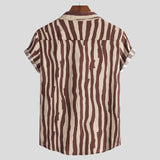 Summer Men's Cotton and Linen Stripes Short-Sleeved Shirt Large Size Fashion Casual Shirt Men Shirt