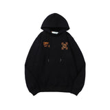 Autumn And Winter Joint Name Lightning Arrow Pattern Velvet Padded Hooded Sweatshirt Men And Women Same Style