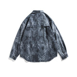 Men Shacket Long Sleeve Autumn Shirt Autumn Vintage Monochrome Printed Shirt Long Sleeve Coat Shirt Men