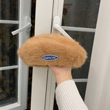 Toque Rabbit Fur Beret Children Winter Painter Cap Children British Style