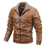 80's Leather Jacket Spring and Autumn Men's Leather Jackets Velvet Youth Motorcycle Leather Coat Men's Coat