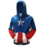 Captain America Hoodie 3D Digital Printing Loose Hoodie Oversized Baseball Uniform